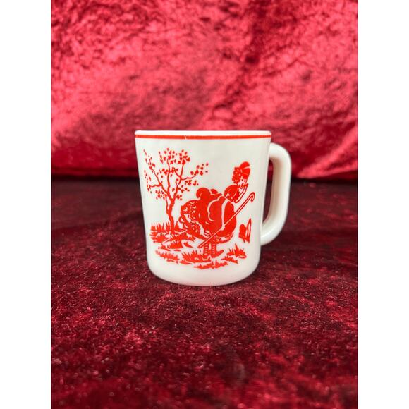 Vintage 1930s Childrens Mug Divided Plate Set Ceramic Little Bo Peep Fire King - Picture 2 of 9